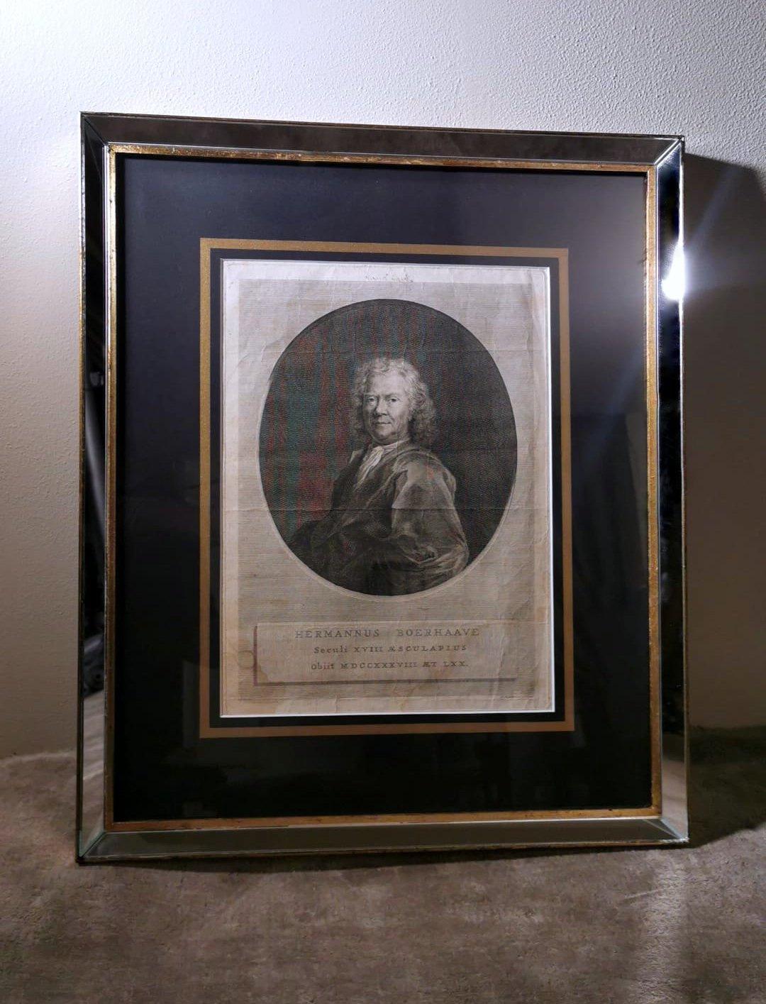 Other Antique Print with Mirror Frame and Gold Depicting Dutch Doctor