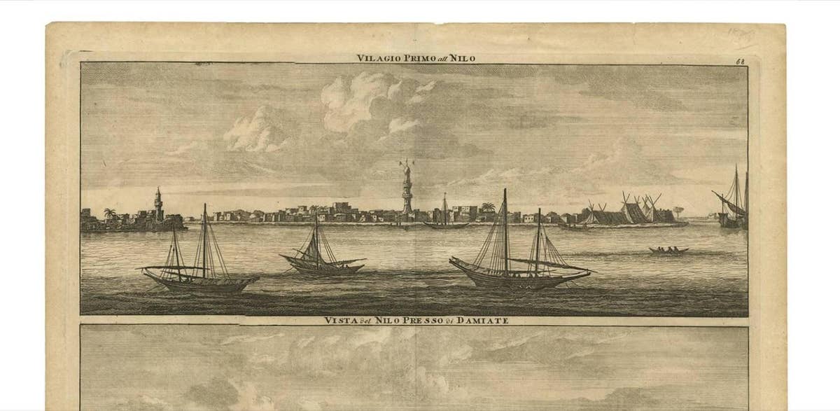 Antique Print with Panoramic Views of the Nile 'Egypt' by C. De Bruijn '1700'