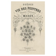 Antique Print with Portraits of Painters of the Flemish and Dutch School, 1842