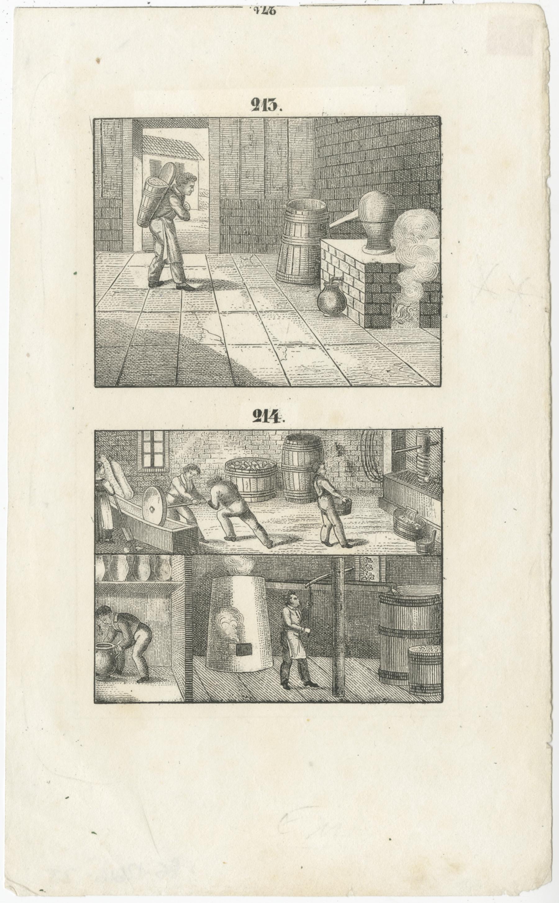 Description : Deux images sur une feuille représentant une distillerie. 

Cette gravure provient de 