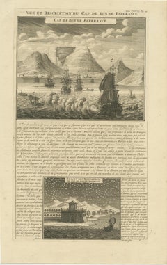 Antique Print with Two Views of the Cape of Good Hope