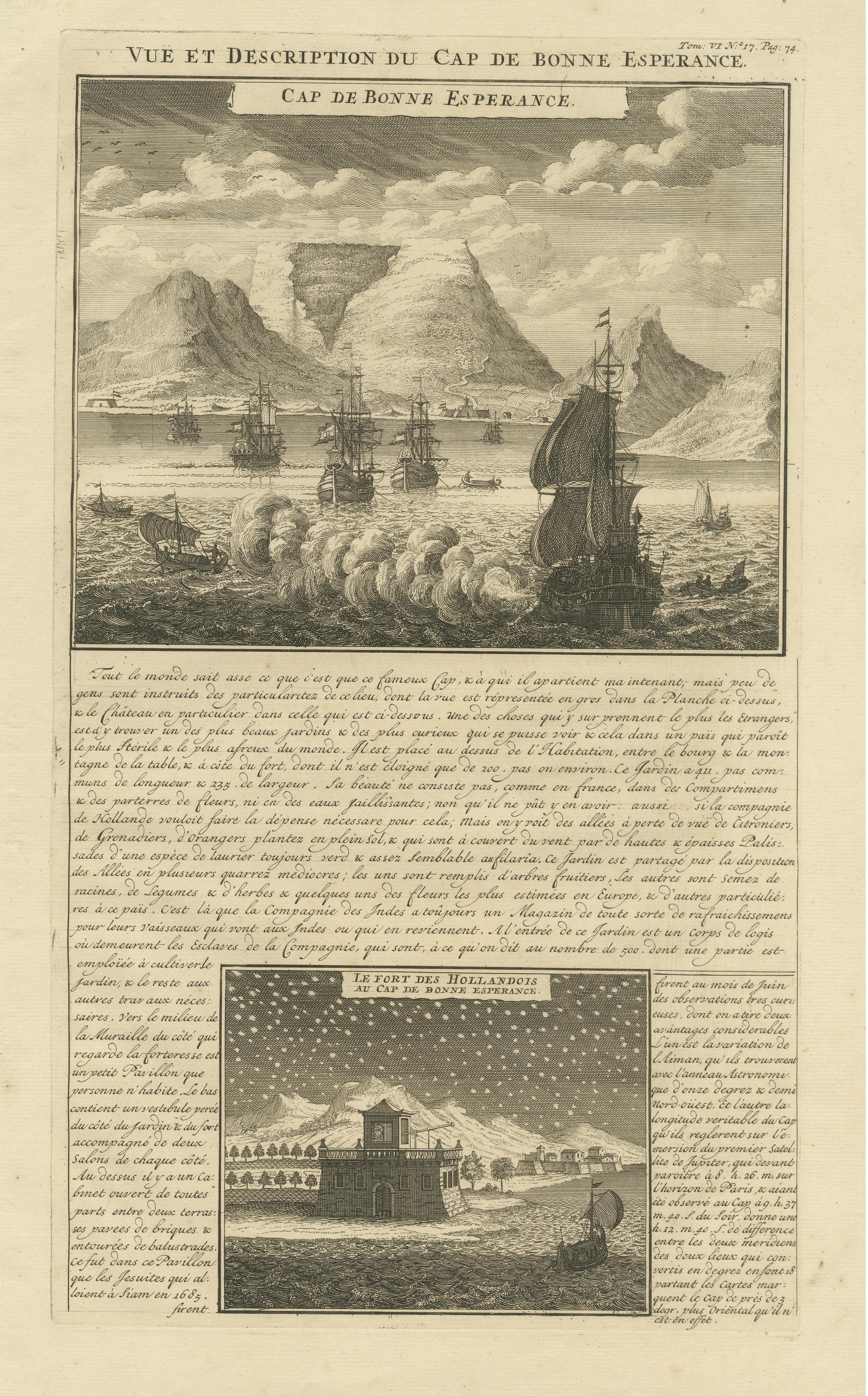 Antique Print with Two Views of the Cape of Good Hope In Good Condition For Sale In Langweer, NL