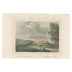 Antique Print with View of Fort Duurstede on Saparua, Indonesia, 1844