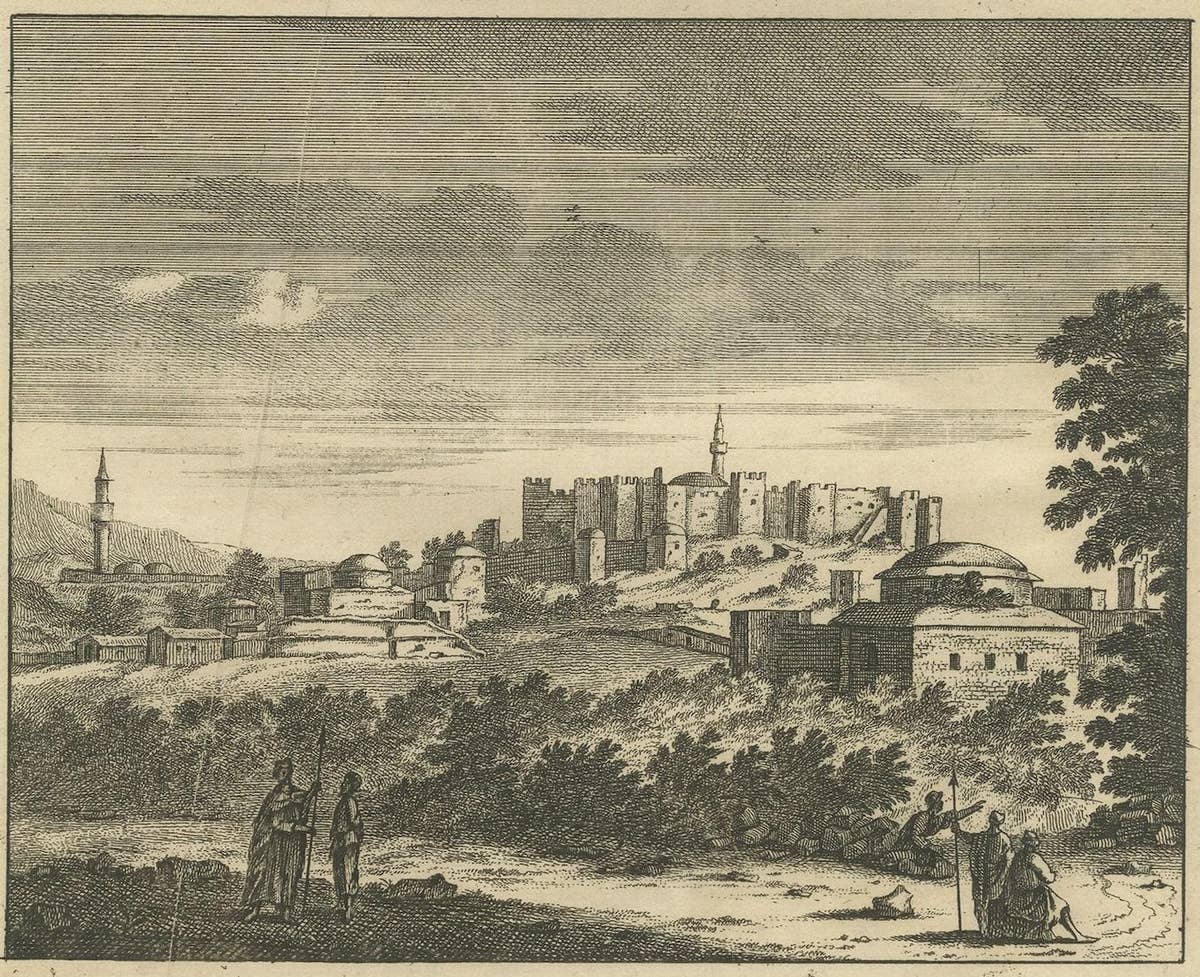 Antique Print with Ephesus, Greece, an ancient Greek city, now Turkish, CA.1698