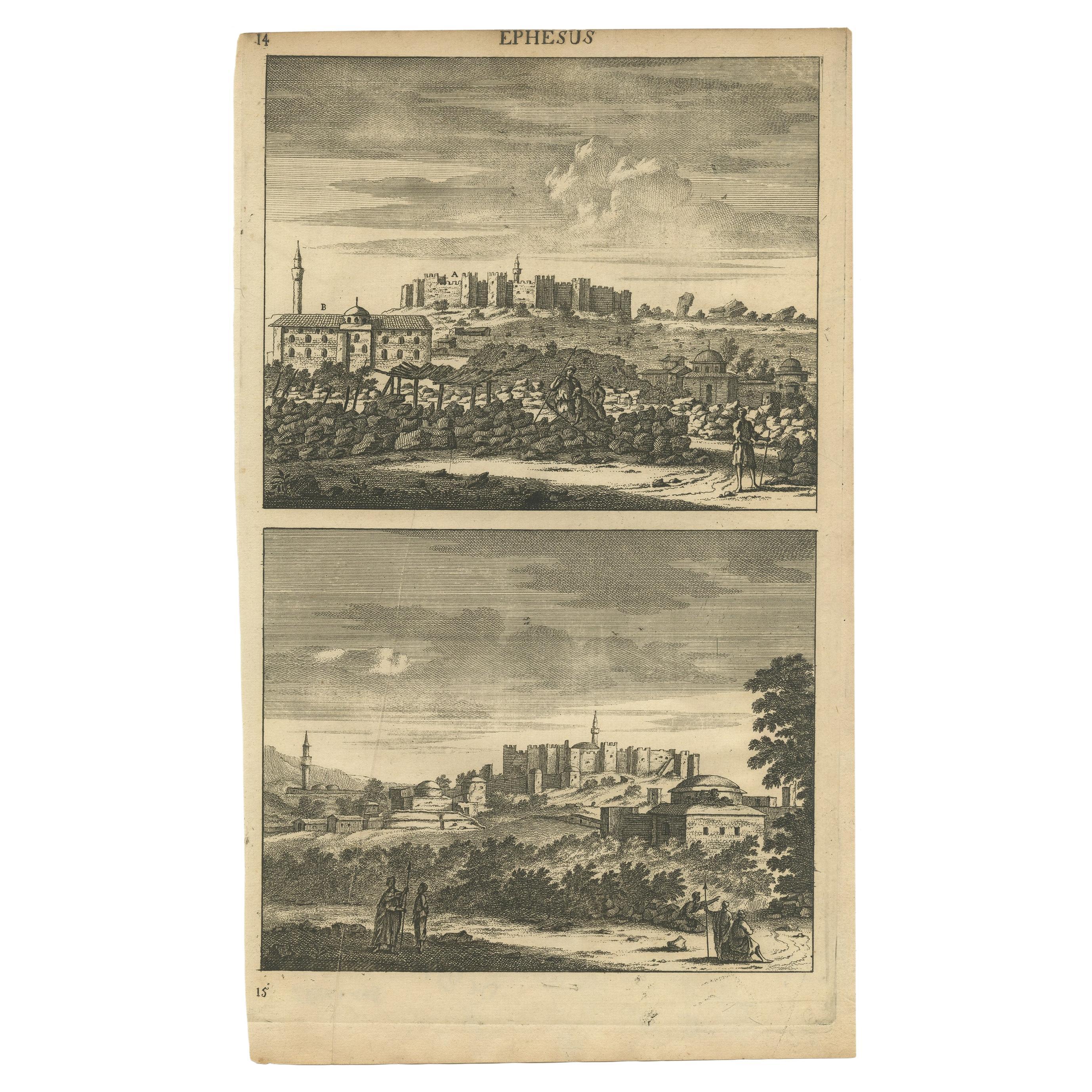 Antique Print with Views of Ephesus, Greece, an ancient Greek city, now Turkish For Sale