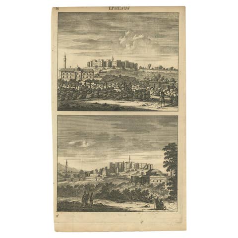 Antique Print with Ephesus, Greece, an ancient Greek city, now Turkish, CA.1698