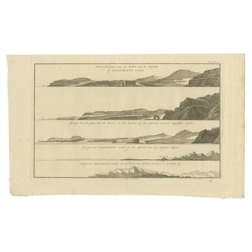 Antique Print with Views of Kerguelens Island by Cook, 1803
