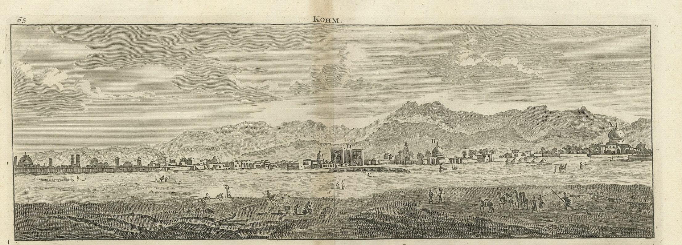 Impression ancienne avec vues de Qom et de Kashan, Perse, Iran Bon état - En vente à Langweer, NL