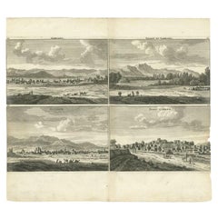 Antique Print with Views of Samgael, Sultanie and Gihara, Kurdistan, 1711
