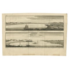 Antique Print with Views of San Julian in Patagonia, 1749