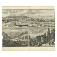 Antique Print with Views of Shiraz, Southwest Central Iran, 1711