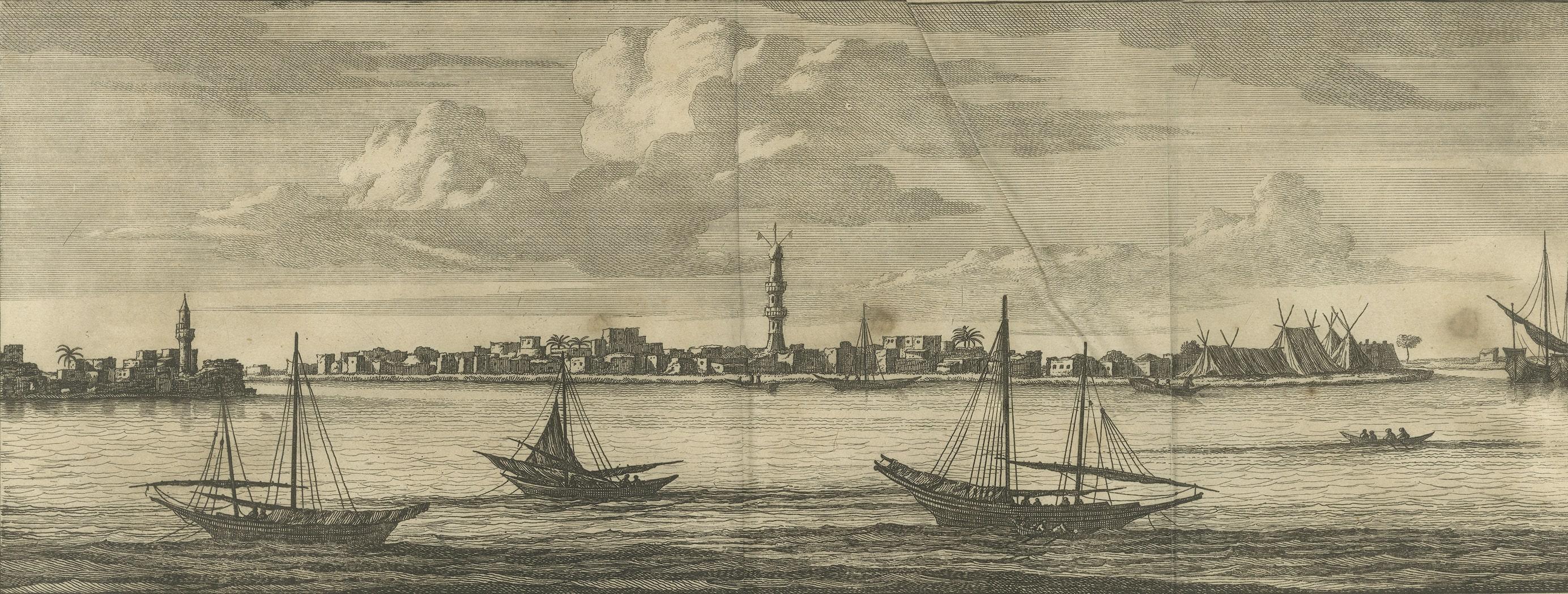 Engraved Original Antique Print with Views of the Nile, Egypt For Sale