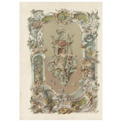 Antique Print Woman with Mirror, circa 1900