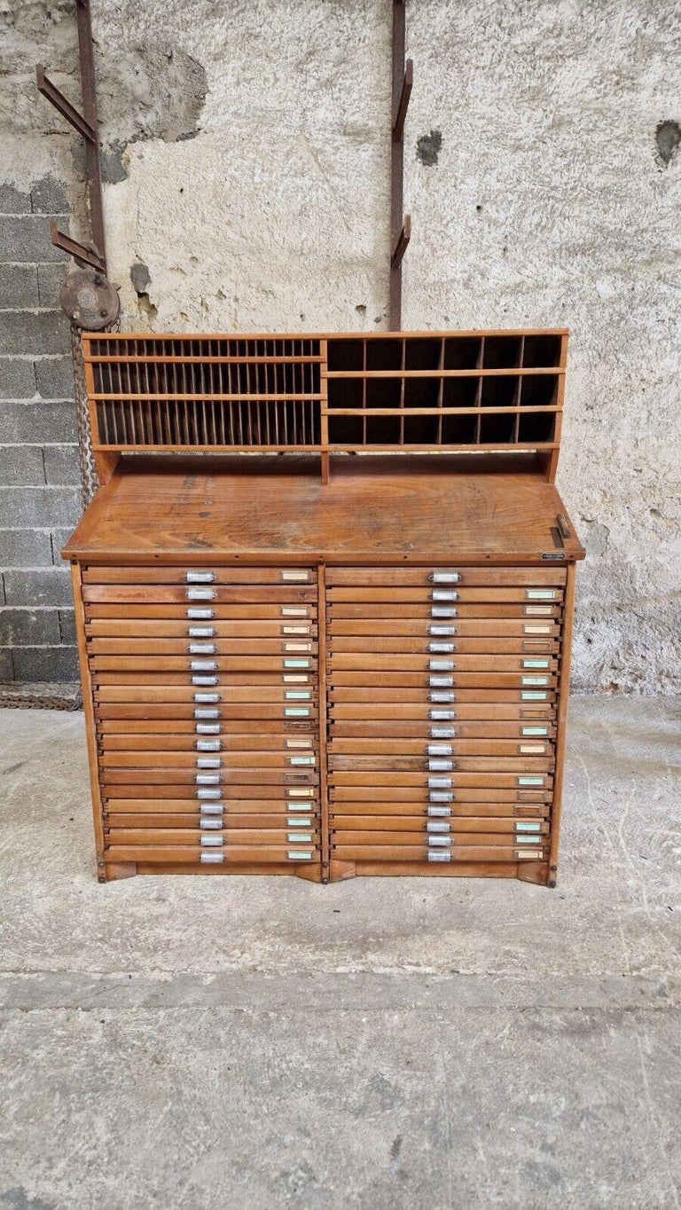 Antique Printers Letterpress Drawers Pigeon Holes Maker Stamp