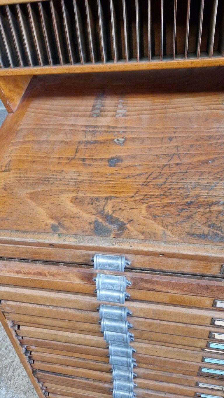 Antique Printers Letterpress Drawers Pigeon Holes Maker Stamp