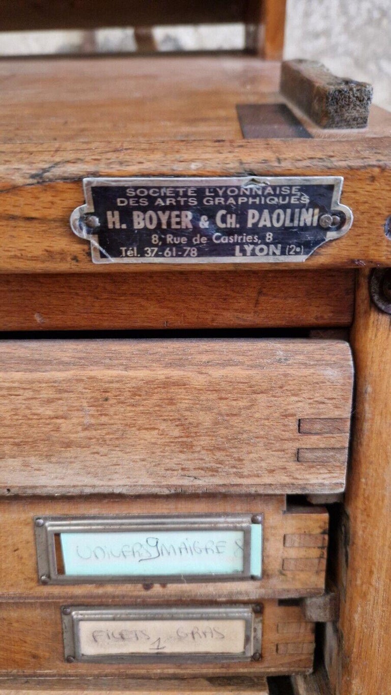 Antique Printers Letterpress Drawers Pigeon Holes Maker Stamp
