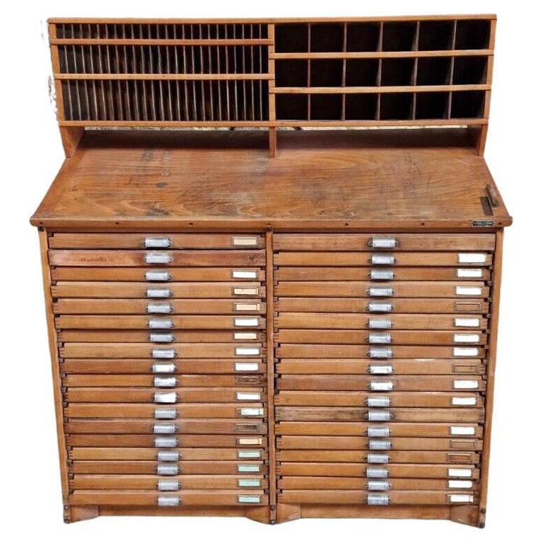 Antique Printers Letterpress Drawers Pigeon Holes Maker Stamp For Sale at 1stDibs