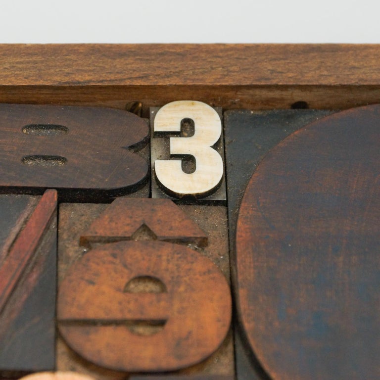 Antique Printing Drawer with Metal Numbering, circa 1950 For Sale 3