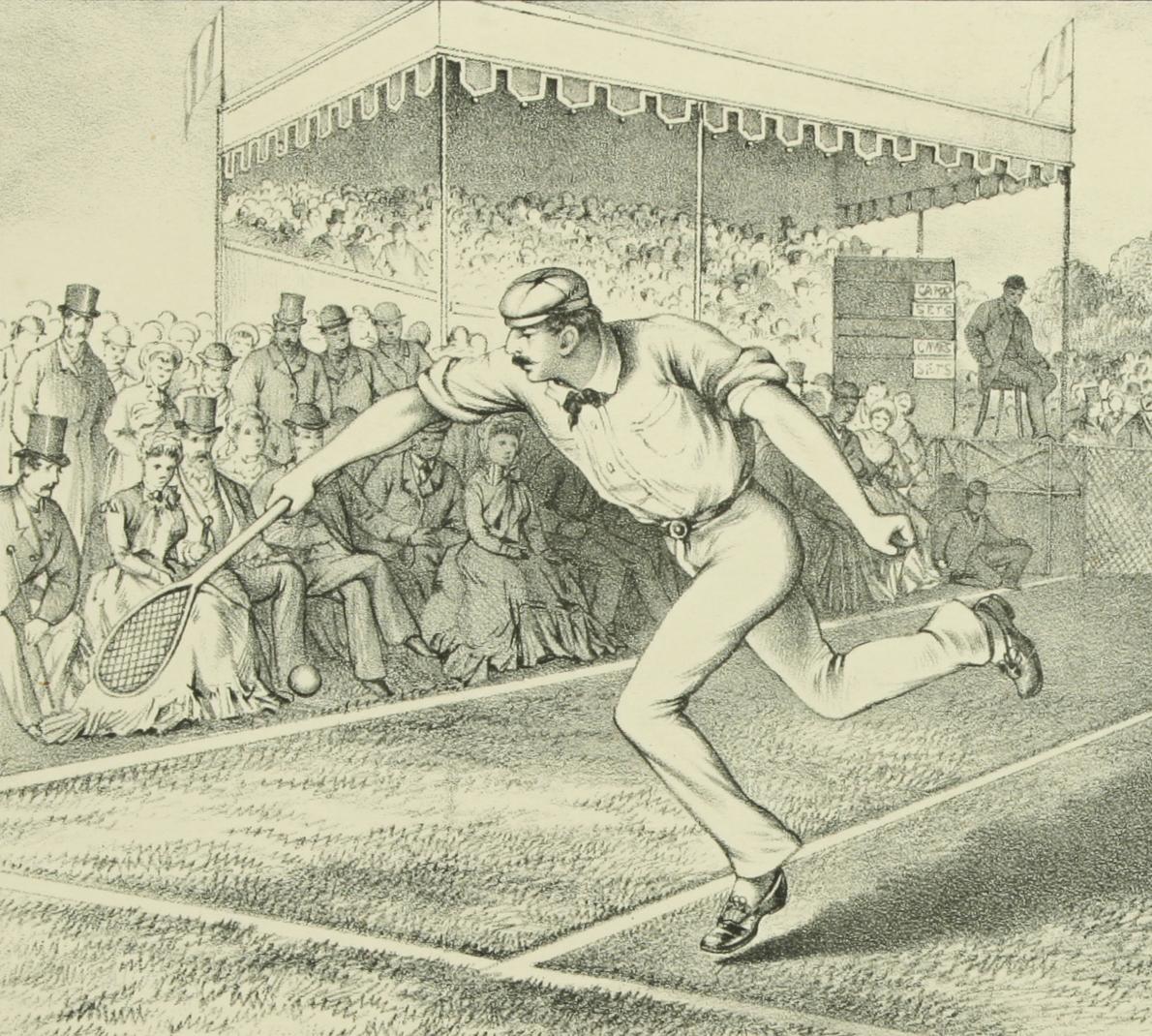 British Antique Print, Lawn Tennis Match For Sale