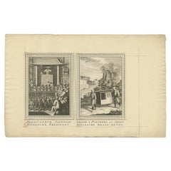 Antique Prints of a Japanese Minister and a Japanese Sedan Chair, c.1750