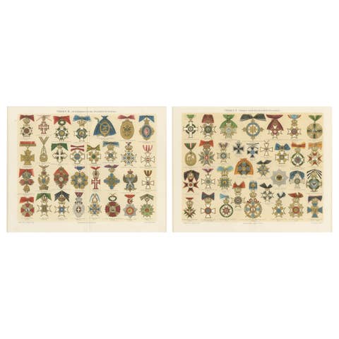 Antique Prints of European Orders, Decorations, and Medals, 19th Century