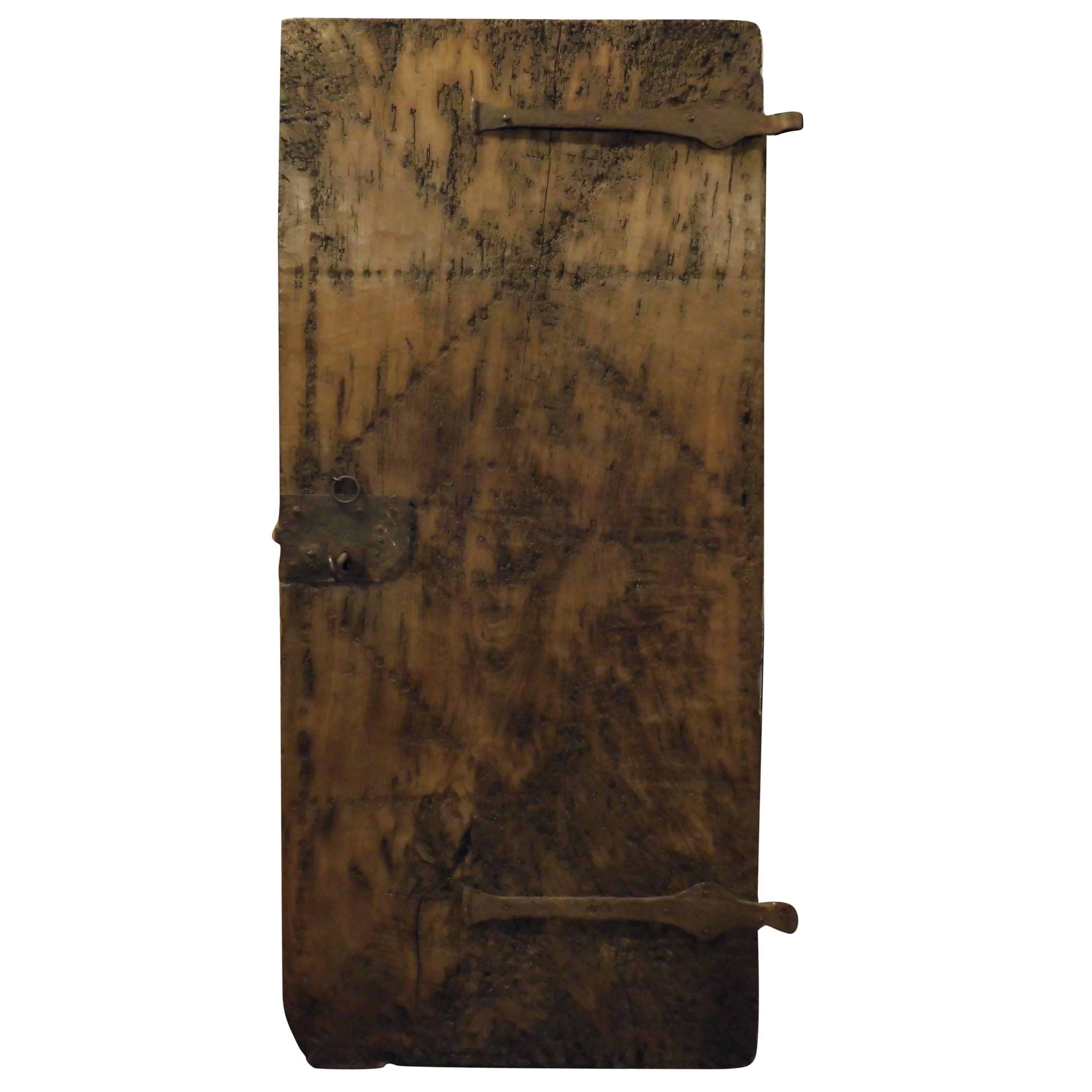 Antique Prison Door in a Single Wooden Planking, 18th Century, France