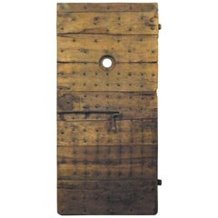 Ancienne porte de prison en peuplier brun:: fers d'origine:: 19ème siècle:: Italie