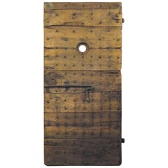 Antique Prison Door in Brown Poplar, Original Irons, 19th Century, Italy