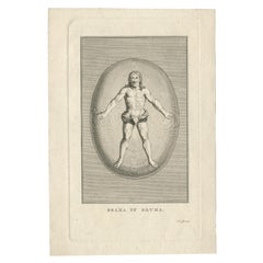 Antique 'Proof' Print of of Brahma, the Hindu Creator God, ca.1723