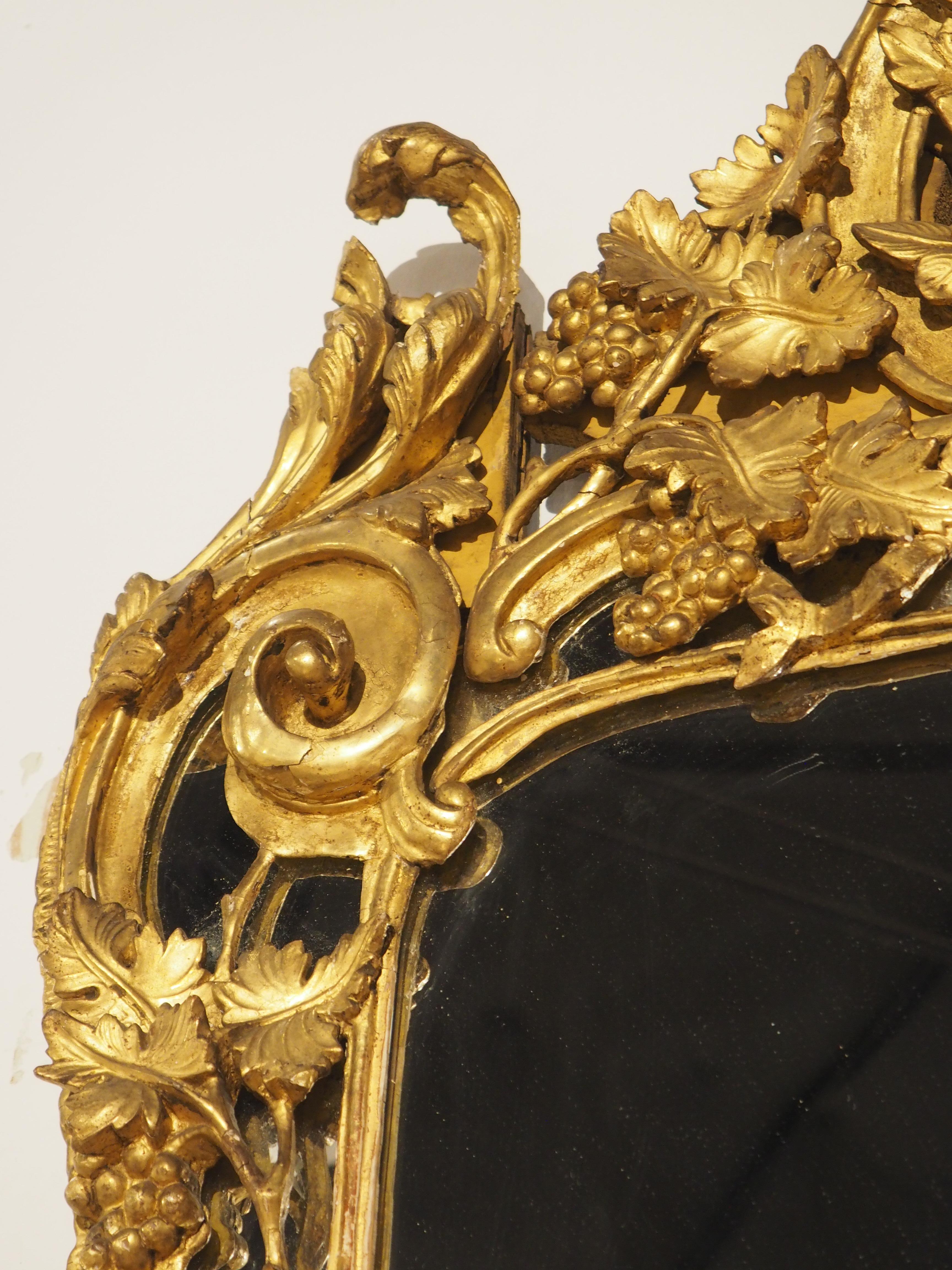 Antiker Provençale-Giltwood-Spiegel mit durchbrochenen Weinreben-Motiven, CIRCA 1750 im Angebot 5