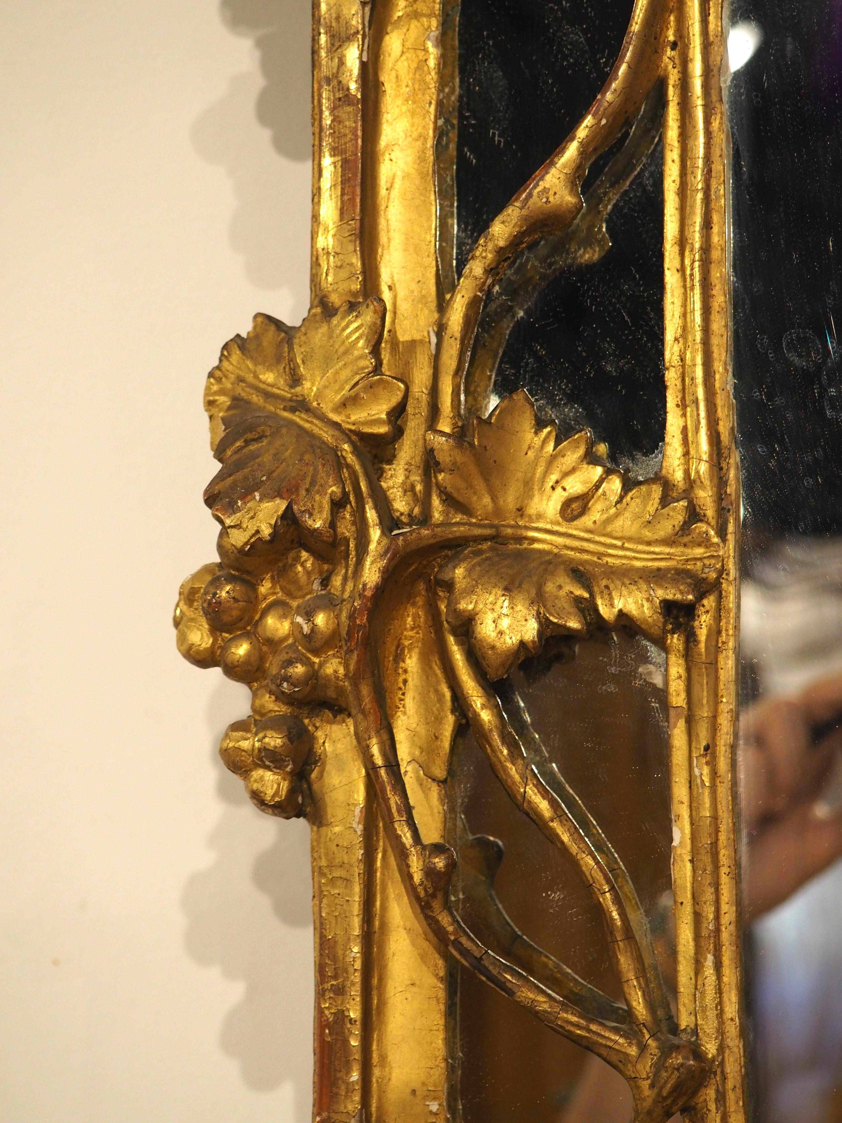 Antiker Provençale-Giltwood-Spiegel mit durchbrochenen Weinreben-Motiven, CIRCA 1750 (Französisch) im Angebot