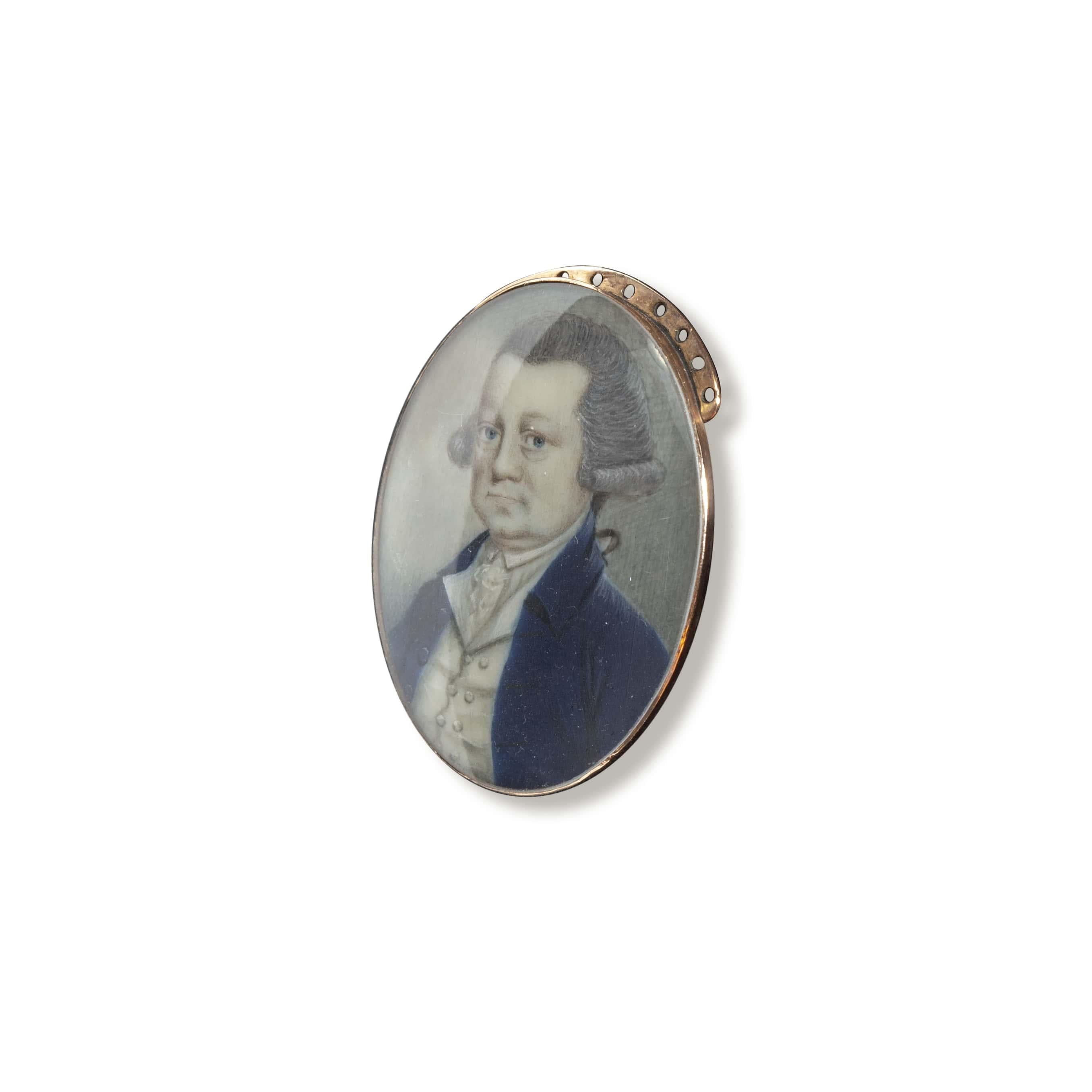 Antique Provincial Bracelet Clasp with Portrait Miniature circa 1780, Gold Frame For Sale 1