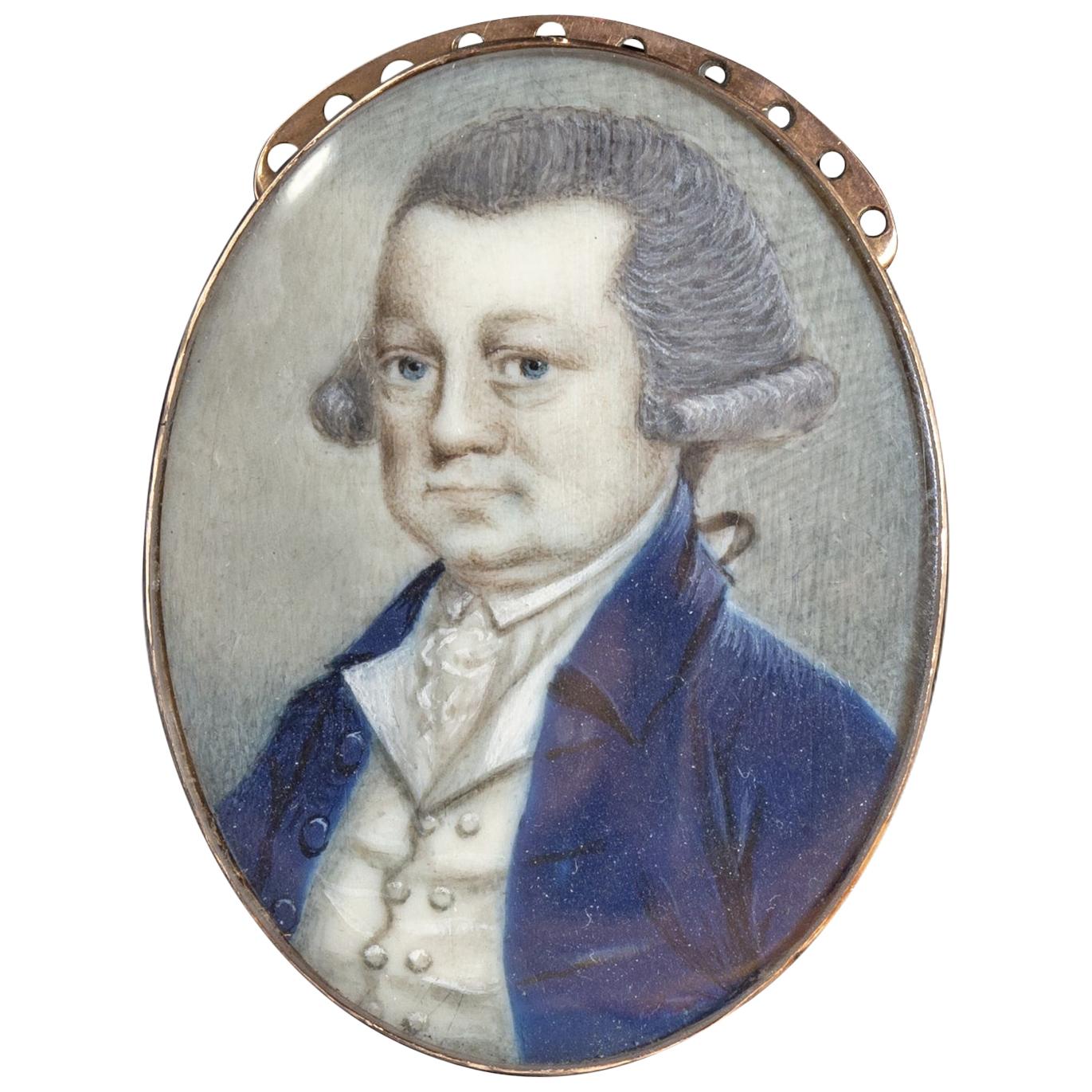 Antique Provincial Bracelet Clasp with Portrait Miniature circa 1780, Gold Frame For Sale