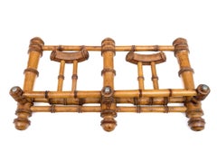 Antique Provincial French Faux Bamboo Hat & Coat Folding Wall Rack
