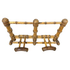 Antique Provincial French Faux Bamboo Hat & Coat Folding Wall Rack
