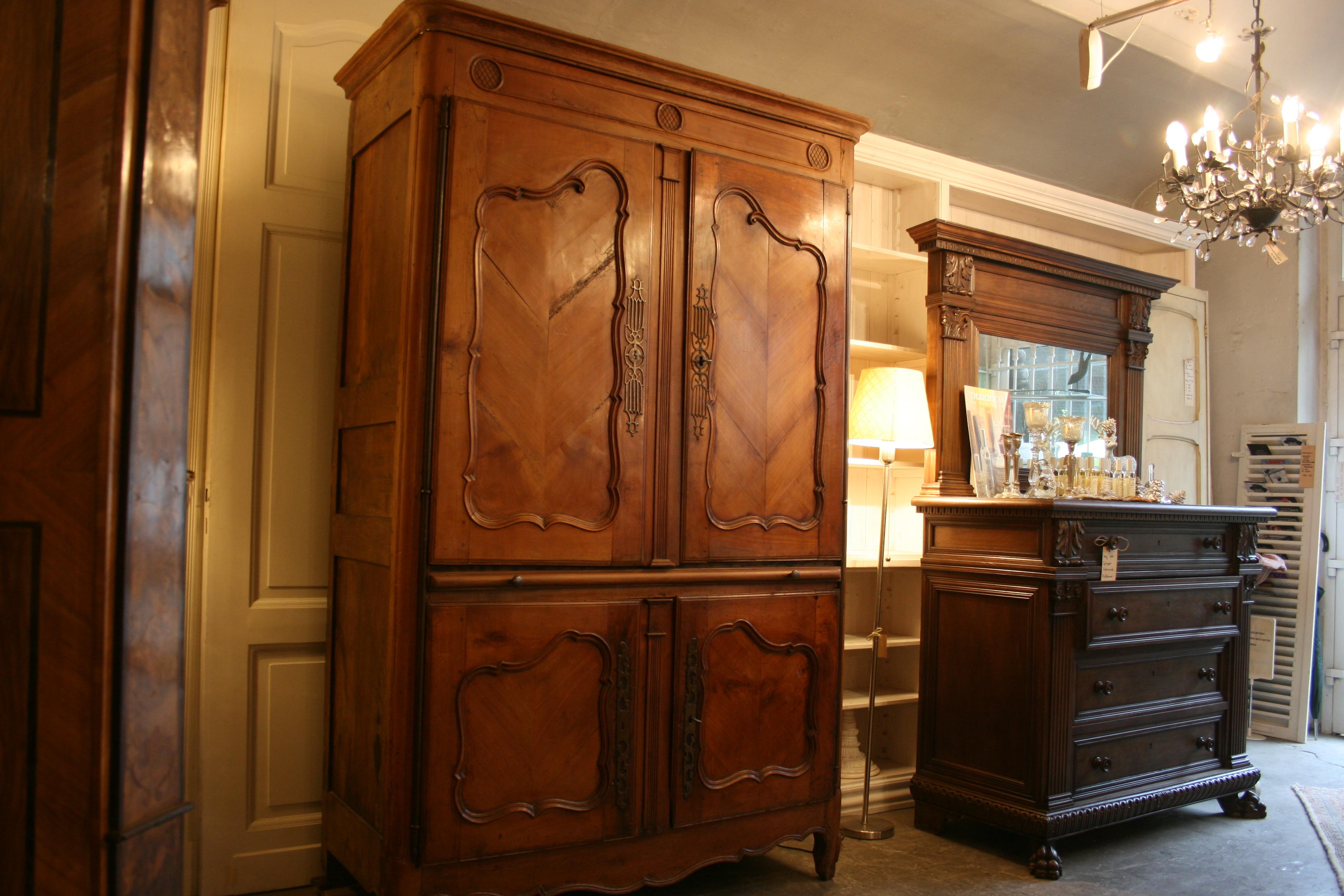 18th Century and Earlier 18th Century French Provincial Cherry and Oak Louis XV Cabinet