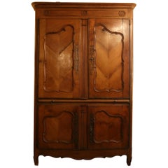 18th Century French Provincial Cherry and Oak Louis XV Cabinet