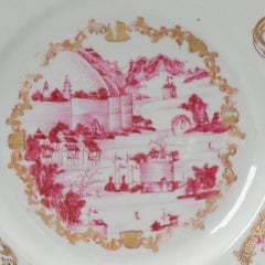 Antique Puce Qianlong Landscape Chinese Porcelain Dish Top Quality