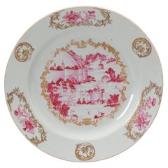 Antique Puce Qianlong Landscape Chinese Porcelain Dish Top Quality