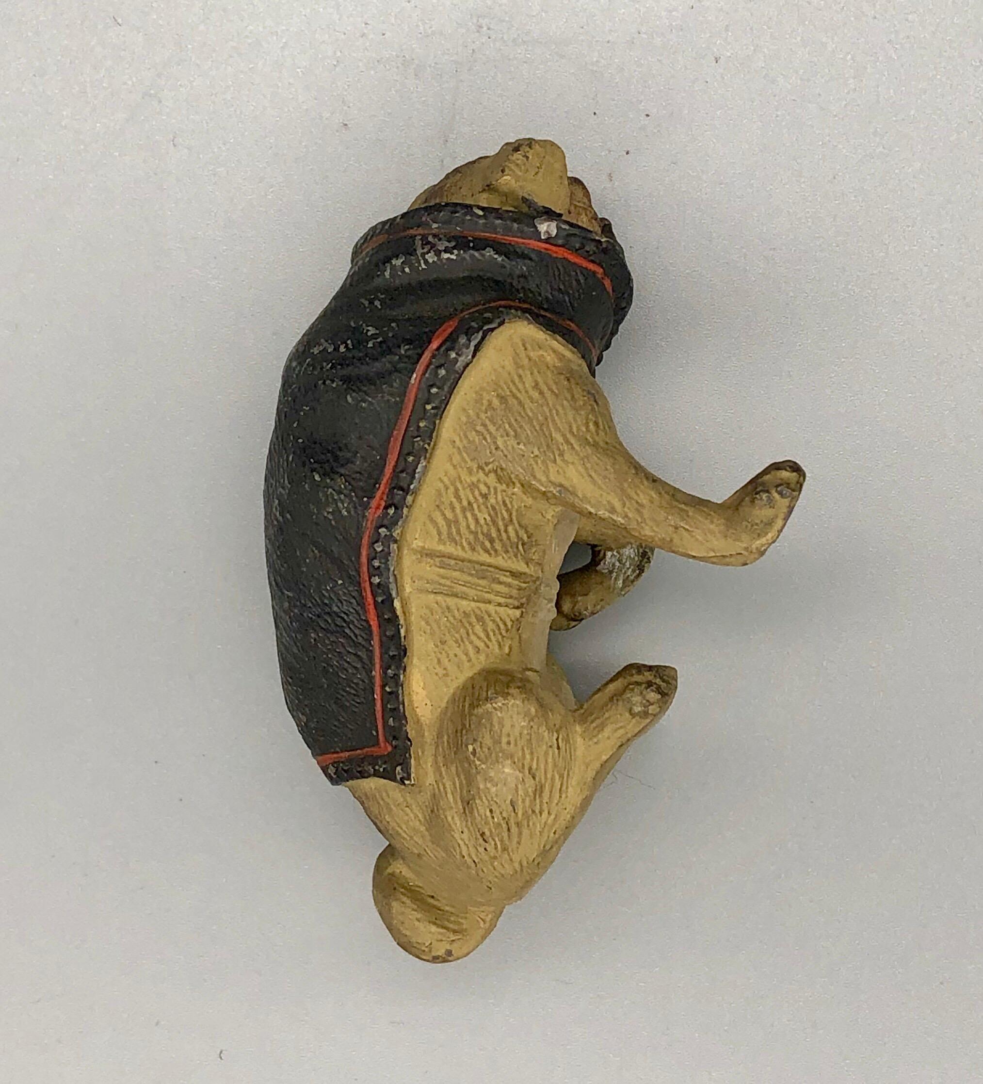 Antique Pug Dog Bobblehead Nodder, Cold Painted Cast Metal, Late 1800s