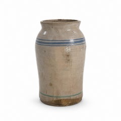 Antique Puglian Cream Glazed Terracotta Storage Vessel, 1880
