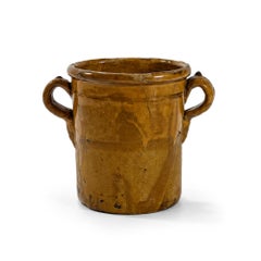 Antique Puglian Glazed Terracotta Preserve Jar with Twin Handles, 1880
