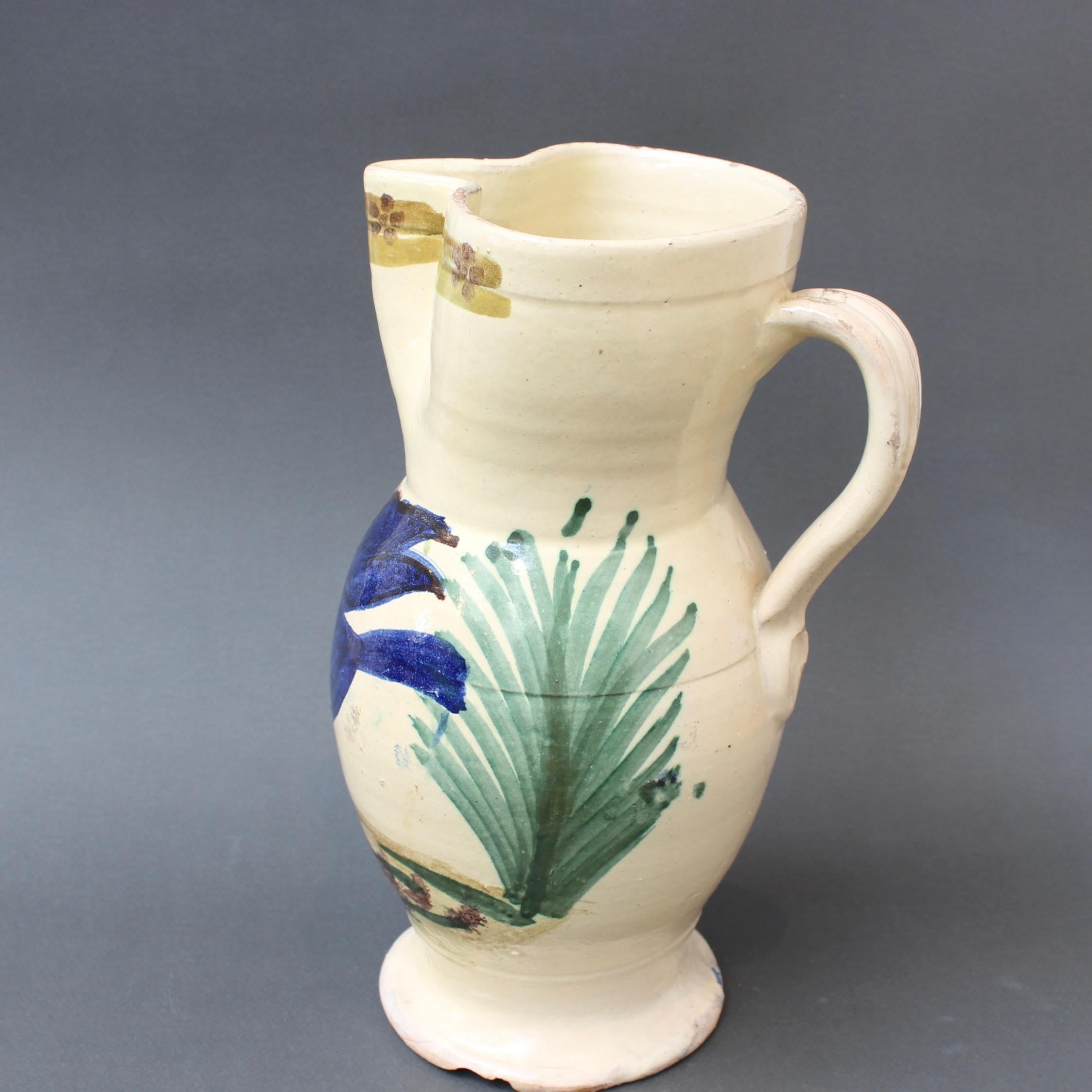 Hand-Painted Antique Pugliese Ceramic Water Pitcher (circa 1890s) For Sale