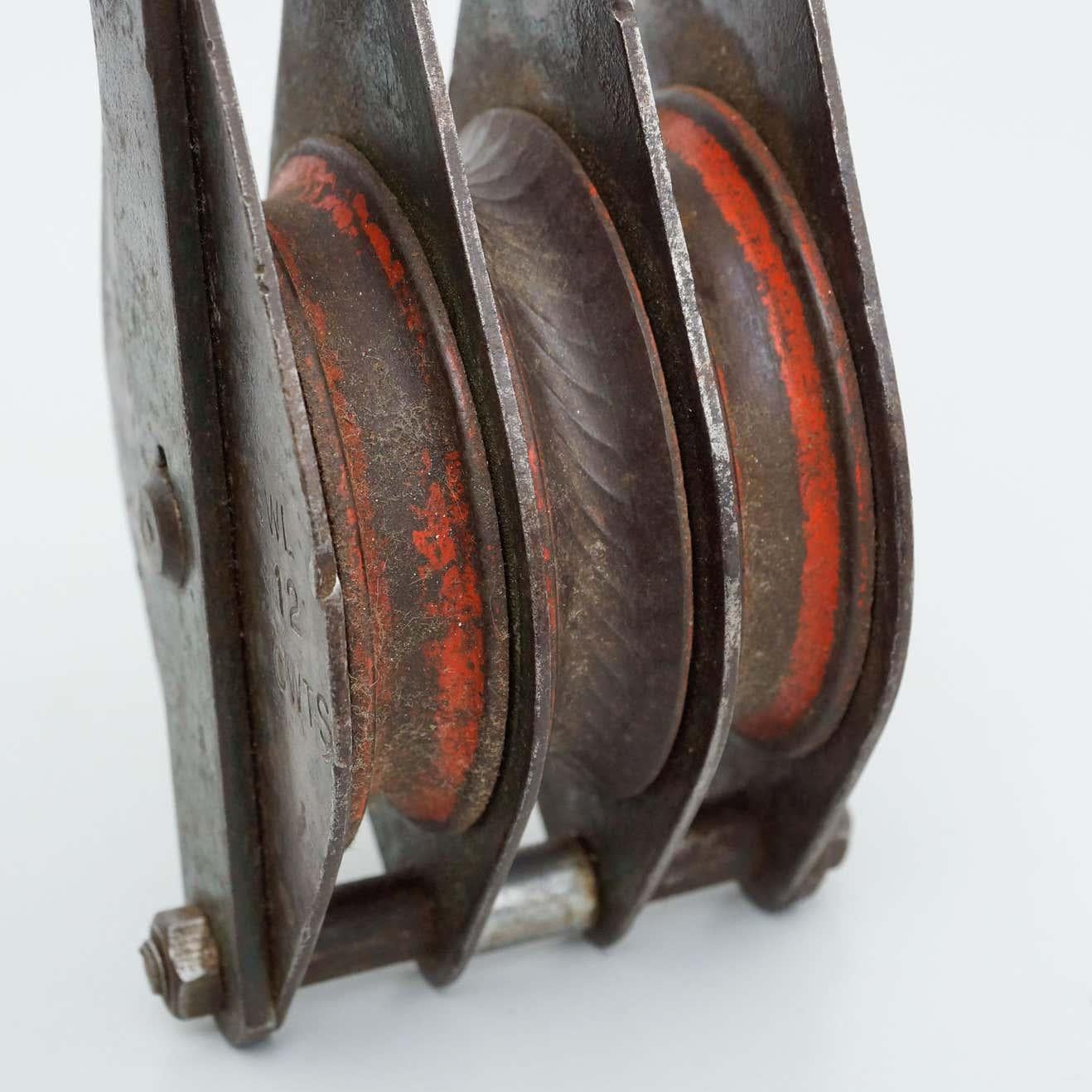 Antique Pulley Hook in Metal, circa 1940 7