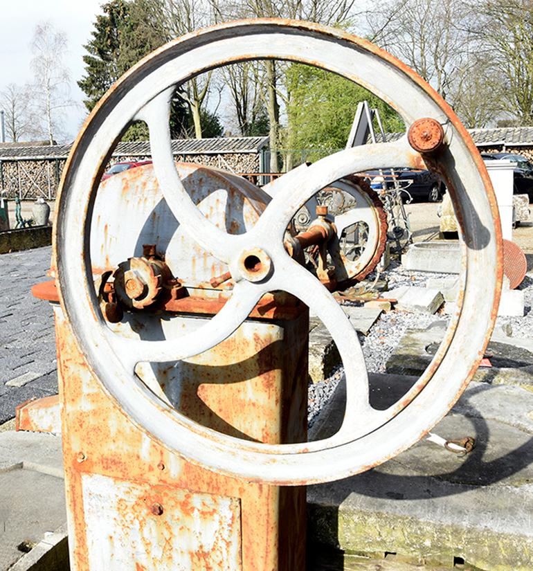 French Antique Pump with Wheel, 19th Century For Sale