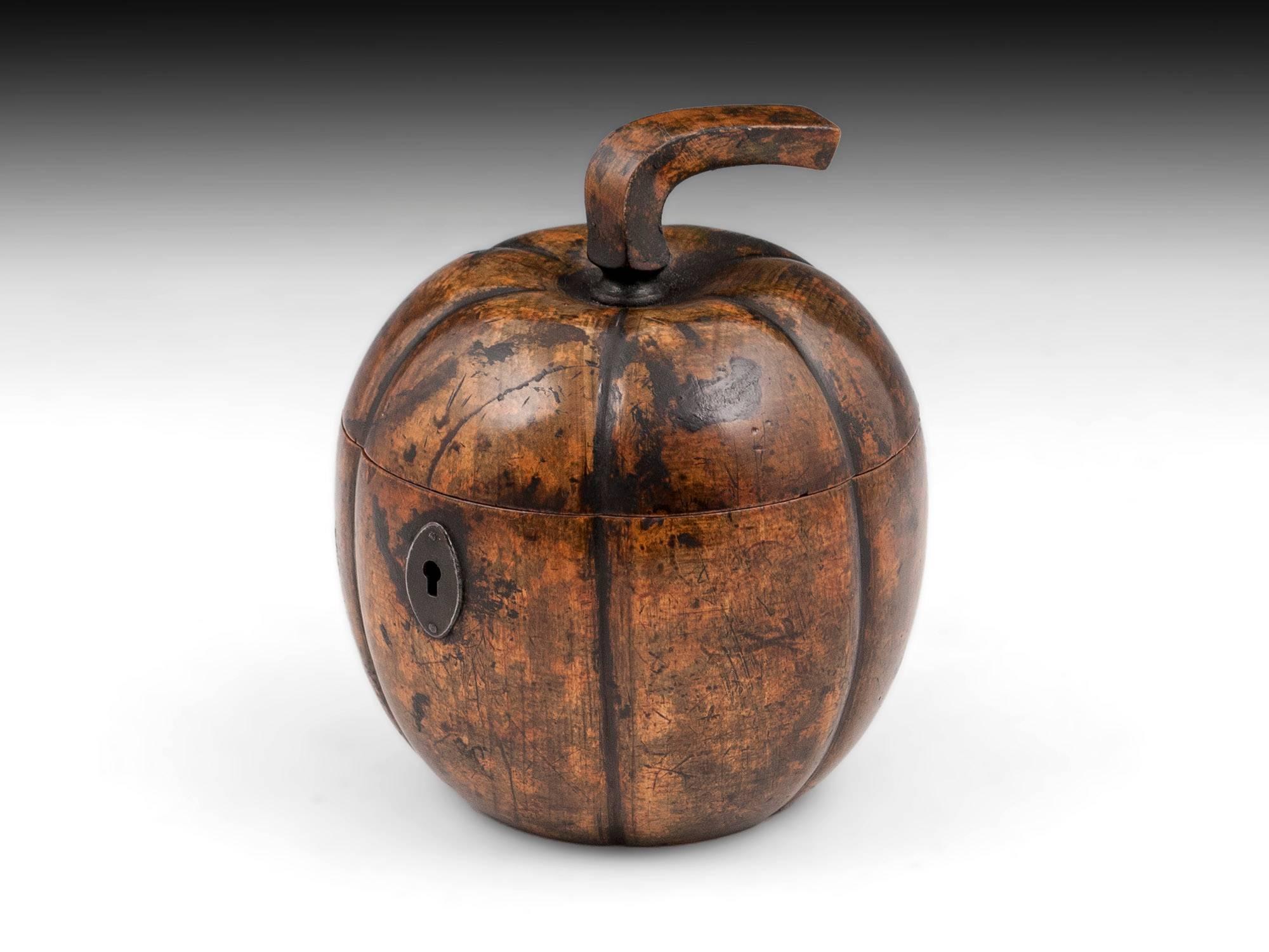 Antique Pumpkin Squash Treen Fruit Tea Caddy 3