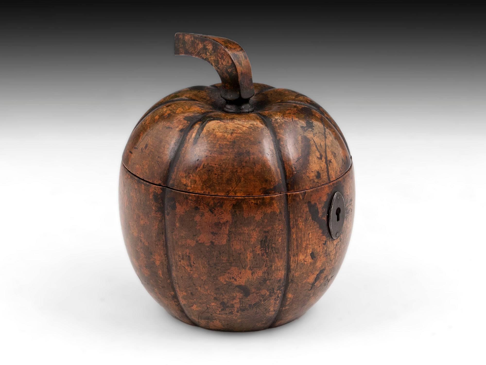 George III Antique Pumpkin Squash Treen Fruit Tea Caddy