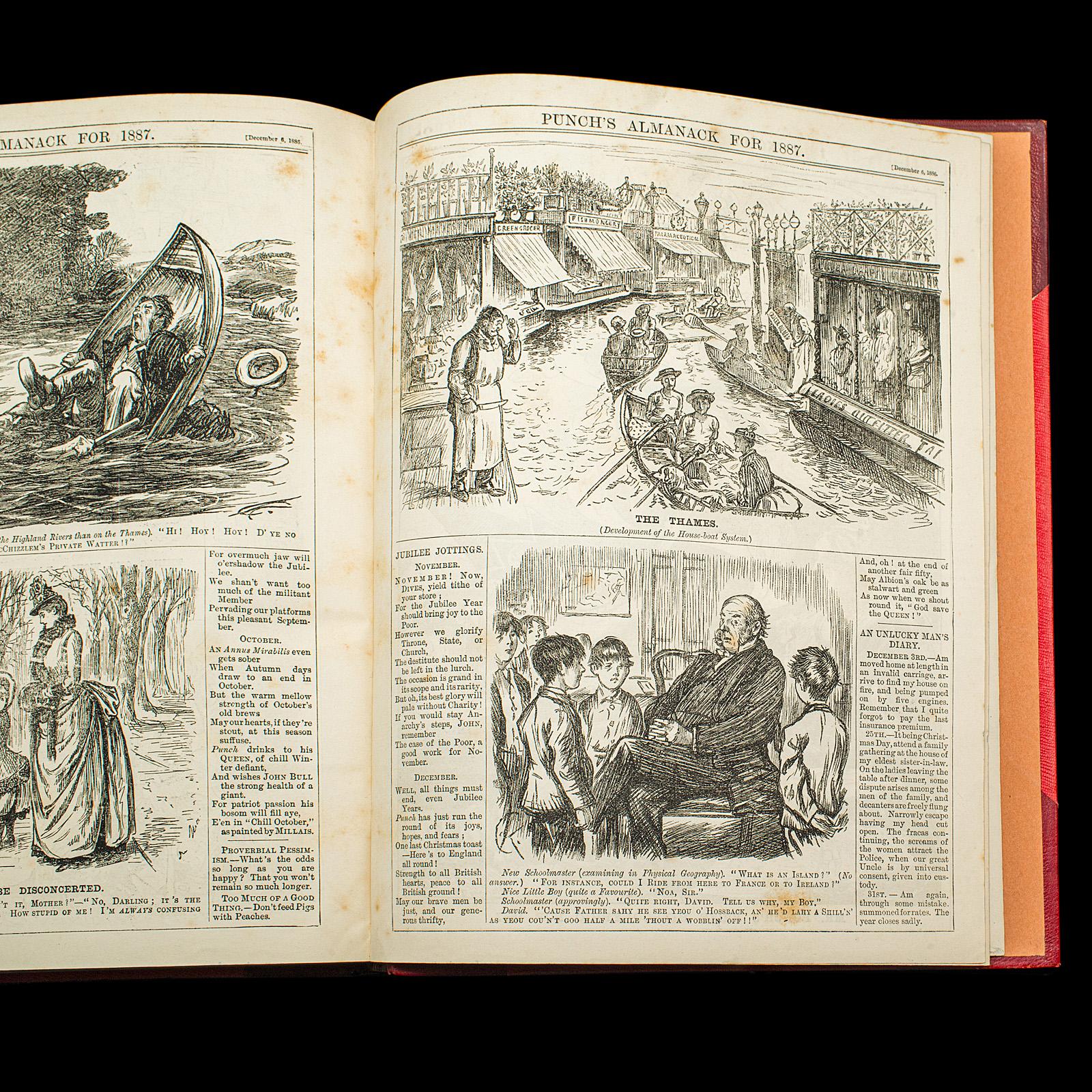 Antique Punch Book, Almanac Compendium, English, Humour, Illustrated, Victorian For Sale 4