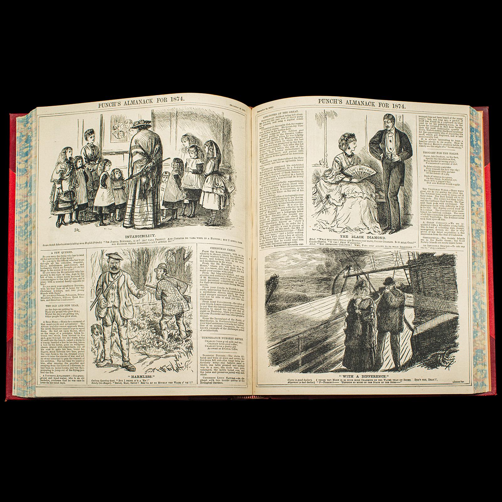 Antique Punch Book, Almanac Compendium, English, Humour, Illustrated, Victorian For Sale 1