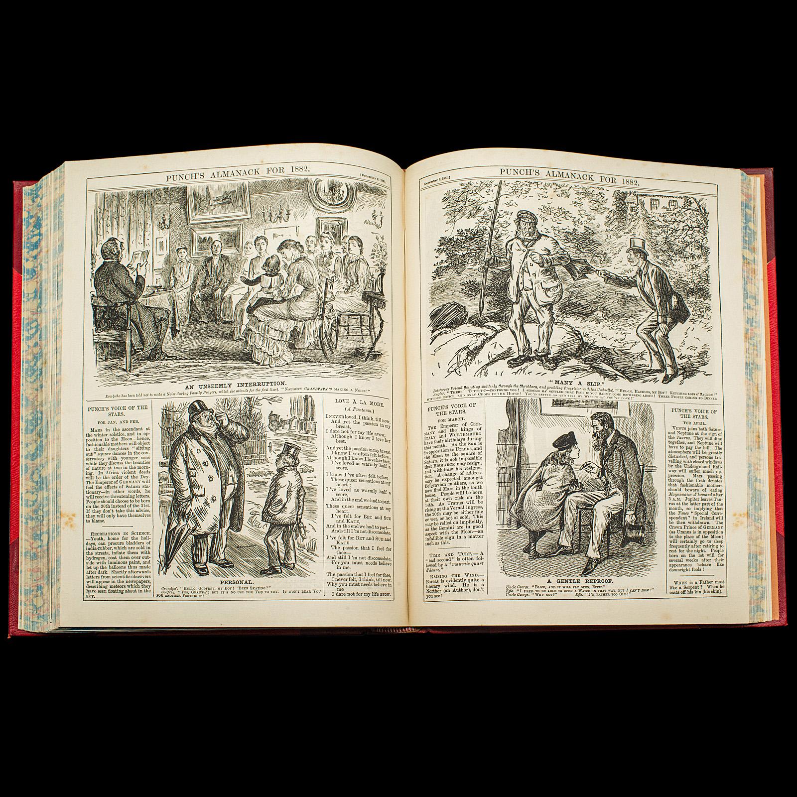 Antique Punch Book, Almanac Compendium, English, Humour, Illustrated, Victorian For Sale 2
